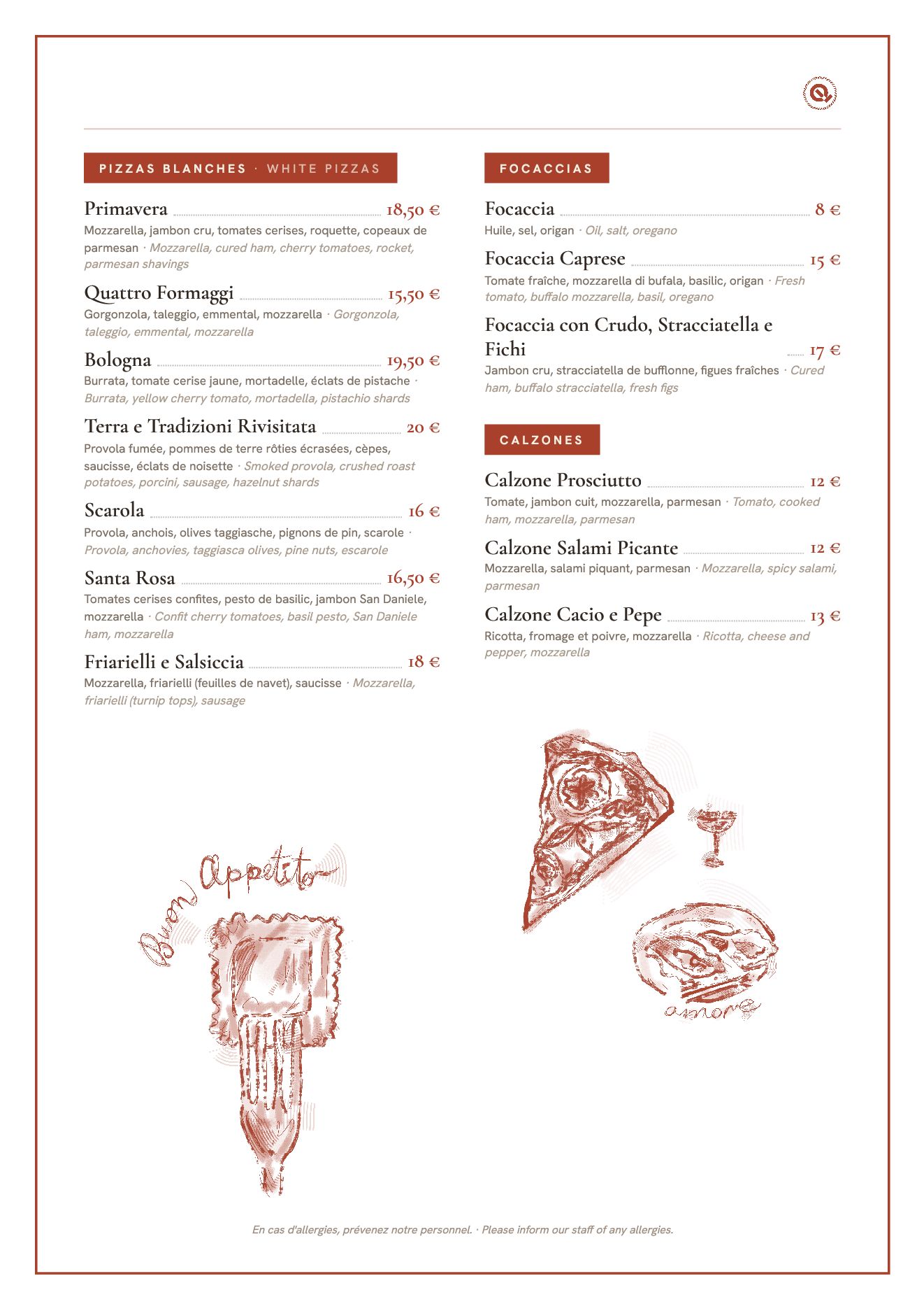 Menu du Quartier Leopold, page 4